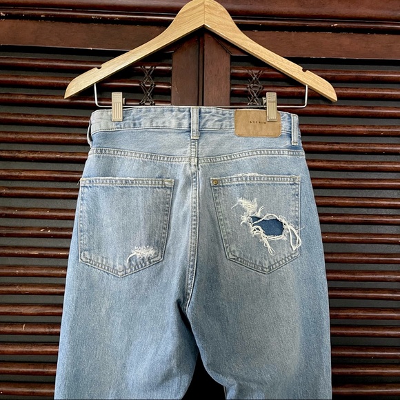 4 Boyfriend Trashed Jeans Rise 10.5” &denim H&M Ripped Faded Relaxed Straight - Picture 9 of 9